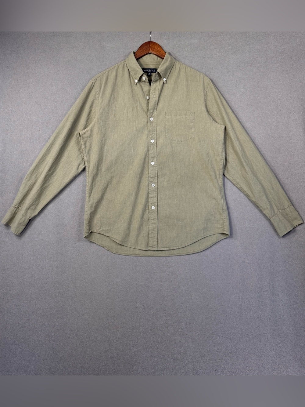 J Crew Mercantile Flex Light Olive Green Button-Down Casual Shirt, Men’s Medium
